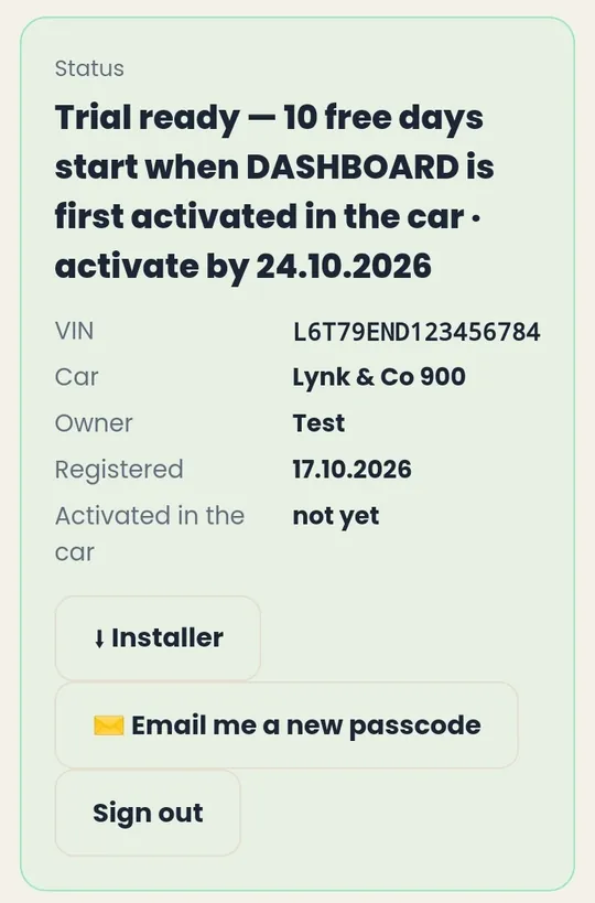 Status card: ready to install, with the Installer button