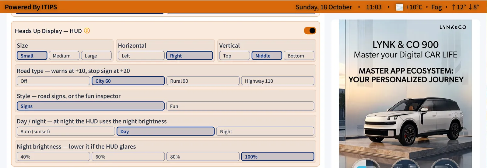 Store Settings → Heads Up Display — HUD.